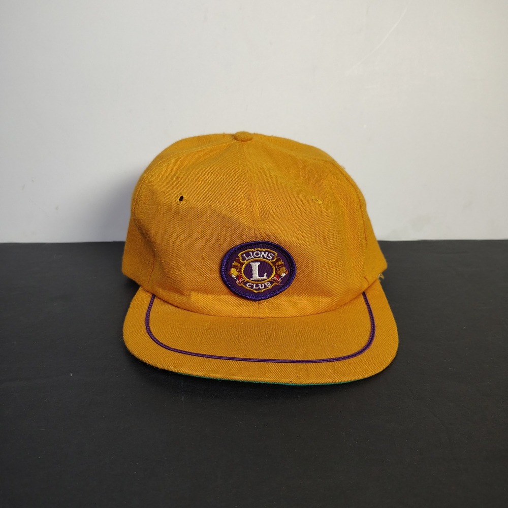 Lions Club Baseball Cap Unisex Adjustable Yellow Vintage Embroidered Patch Hat